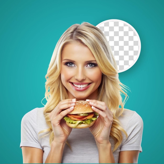 Une Jolie Petite Fille Avec Ici Un Burger à La Main Pour Une Affiche De Médias Sociaux Fond Transparent Png