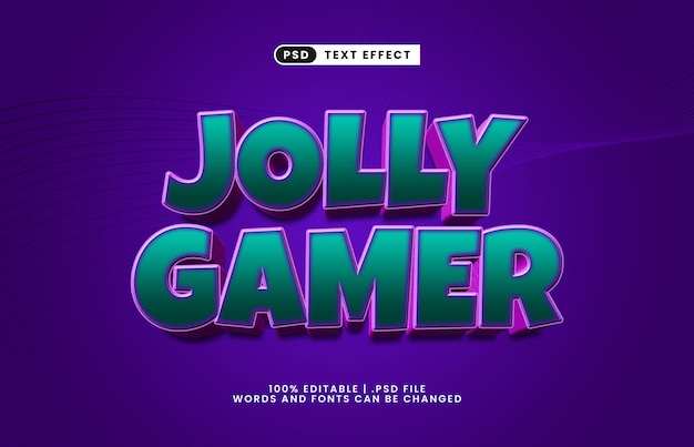 Jolly Gamer efecto de texto editable con estilo de texto de juego y niños