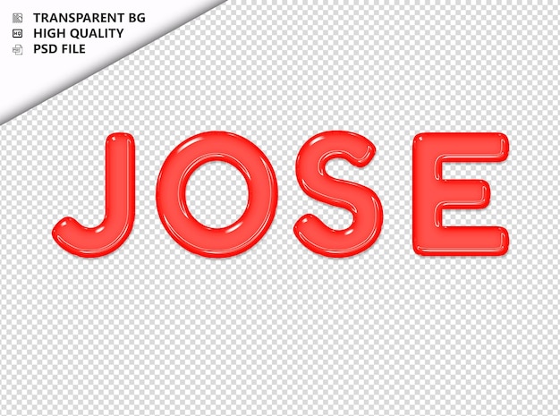 PSD jose tipografía texto rojo vidrio brillante psd transparente