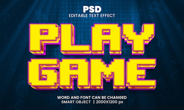 Jouer Au Jeu Effet De Texte Modifiable 3d Psd Premium Avec Arrière-plan