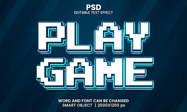 Jouer Au Jeu Effet De Texte Modifiable 3d Psd Premium Avec Arrière-plan