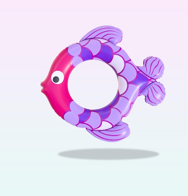PSD un jouet en forme de poisson rose et violet avec un cercle au milieu