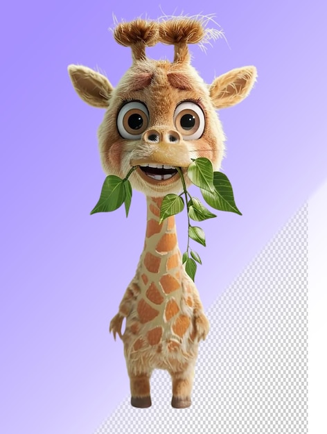 PSD un jouet de girafe avec une tête de girafe et des feuilles dessus