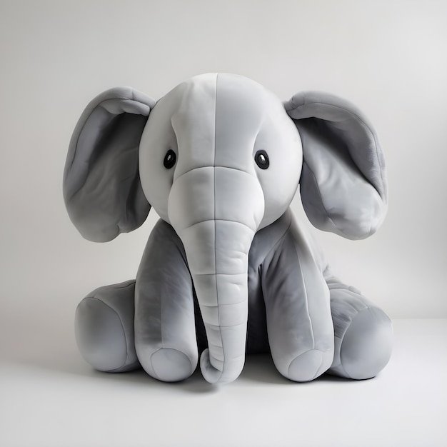 Jouet en peluche gris éléphant sur un fond transparent PSD