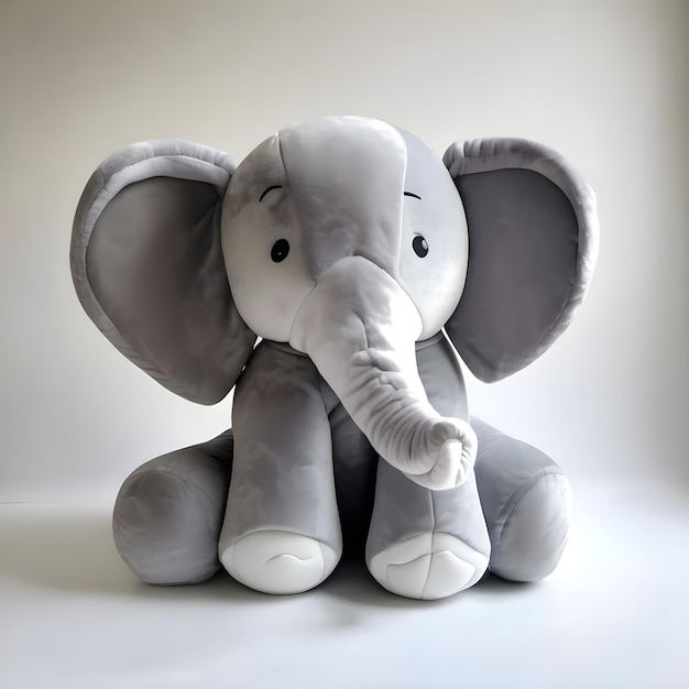 PSD jouet en peluche gris éléphant sur un fond transparent psd