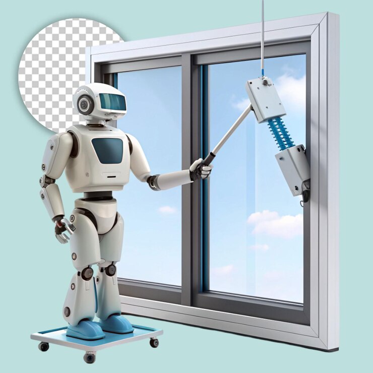 PSD un jouet robotique en fer blanc sur un fond transparent
