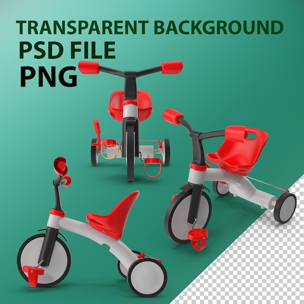 PSD jouet tricycle rouge png