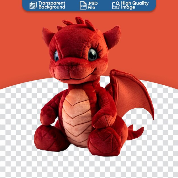 PSD des jouets d'animaux en peluche, un dragon rouge de peluche.