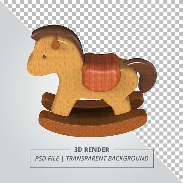 PSD jouets cheval en bois rendu 3d