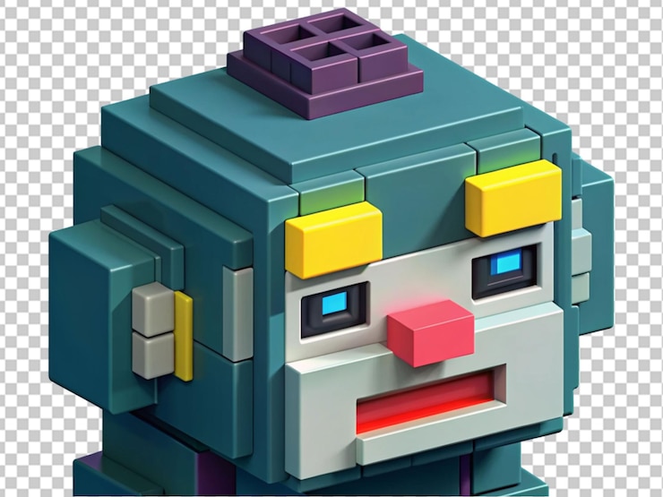PSD des jouets de robots de voxel art png