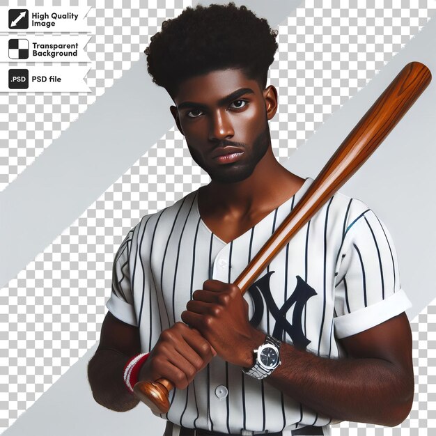 PSD un joueur de baseball des yankees de new york pose avec une batte