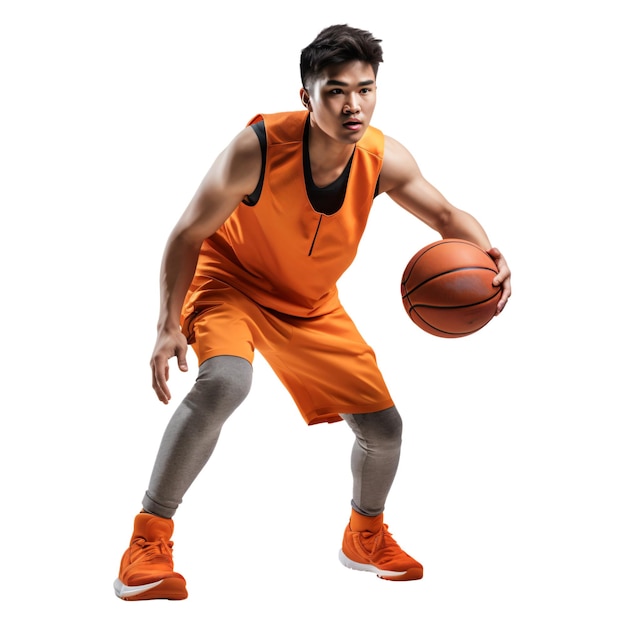 Joueur De Basket-ball Avec Ballon En Mouvement Image Générée Par Ia