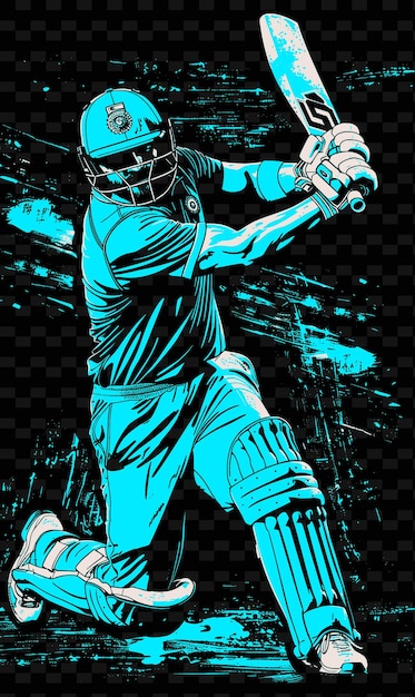 Joueur De Cricket Battant Avec Finesse Avec Une Pose Composée Une Illustration Flat 2d Sport Backgroundd