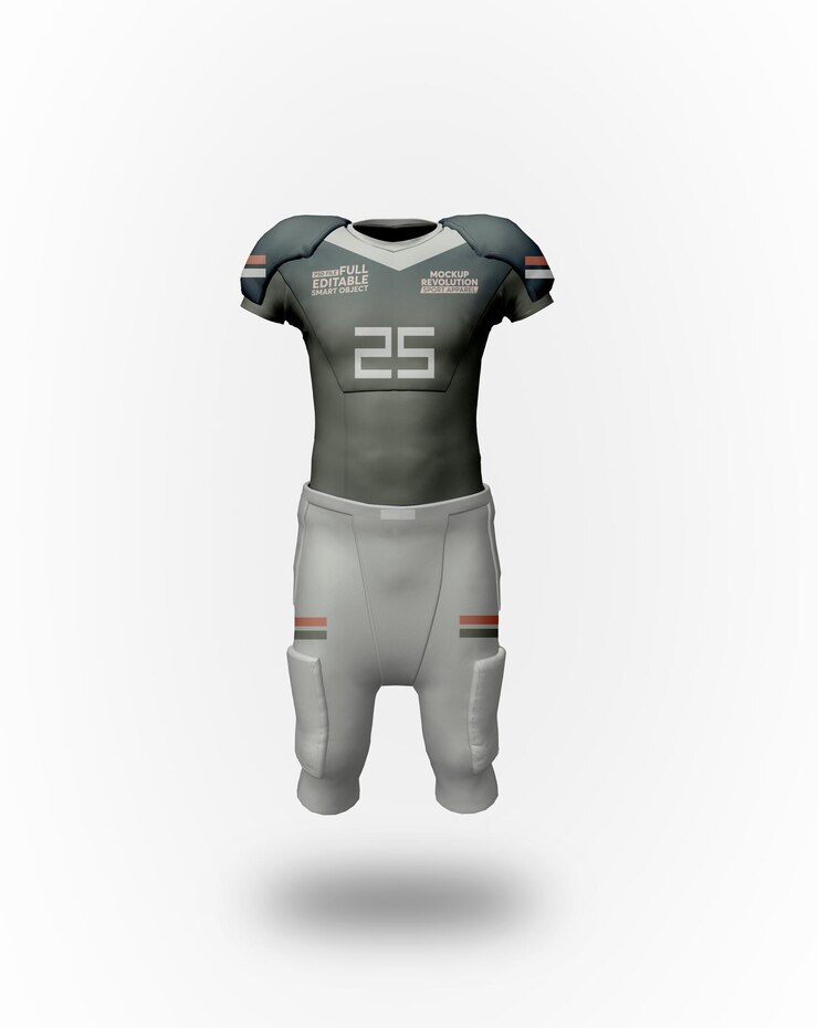 PSD joueur de football américain avec plusieurs uniformes colorés
