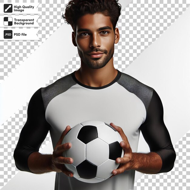 PSD un joueur de football avec un ballon de football dans les mains