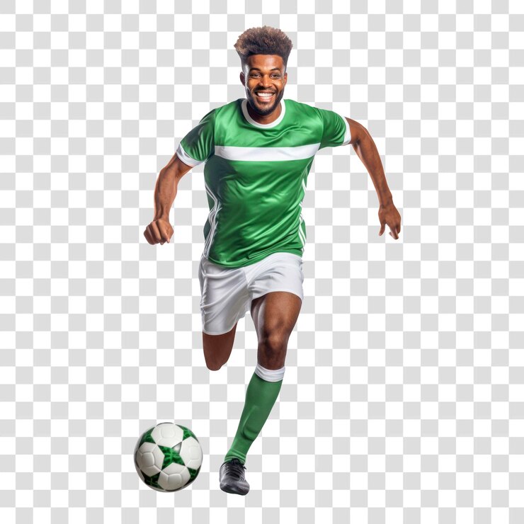 PSD joueur de football de papouasie-nouvelle-guinée qui court avec le ballon