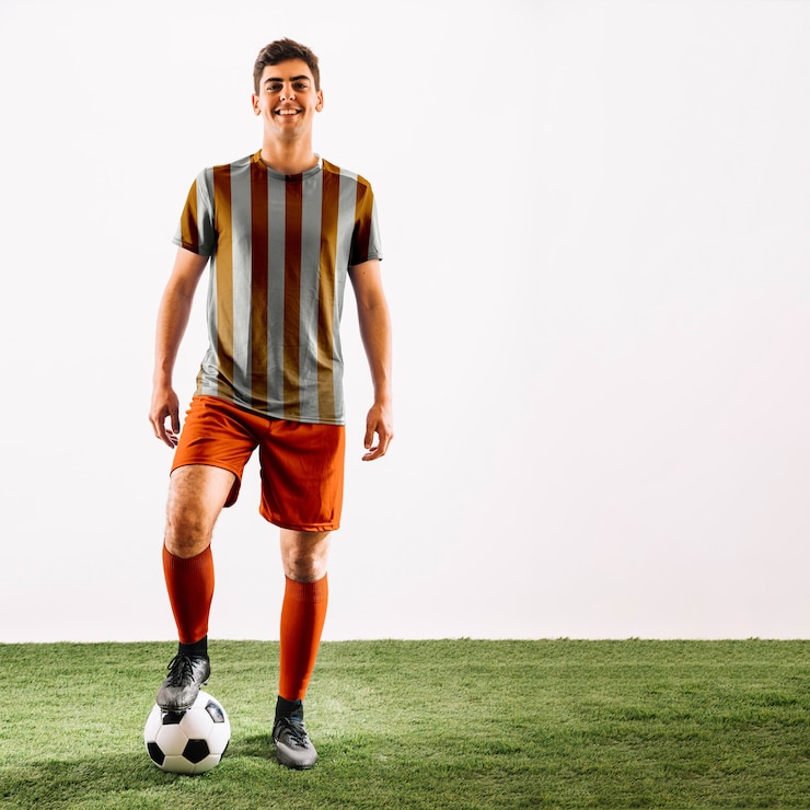 PSD joueur de football posant