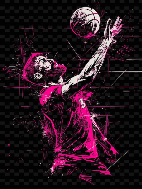 PSD joueur de handball lançant la balle avec force avec une illustration powerfu flat 2d sport backgroundl