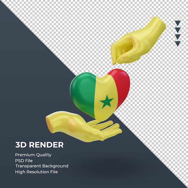 Jour De Charité 3d Rendu Du Drapeau Du Sénégal Vue De Gauche