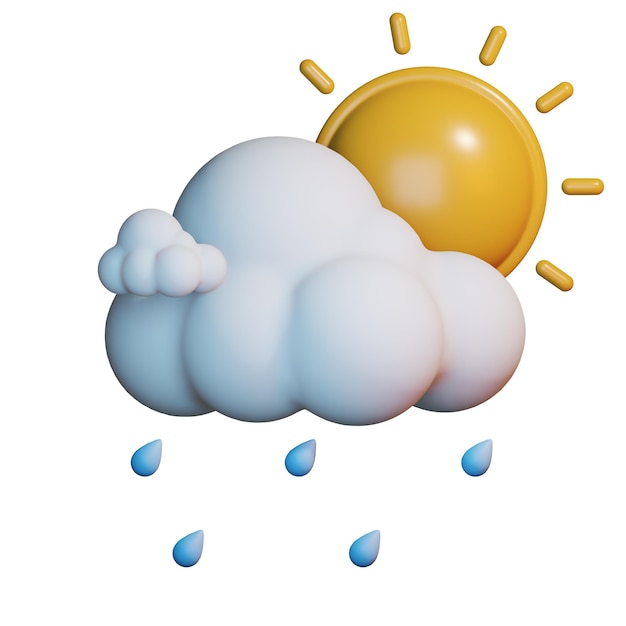 Jour D'icône Météorologique 3d Avec De La Pluie