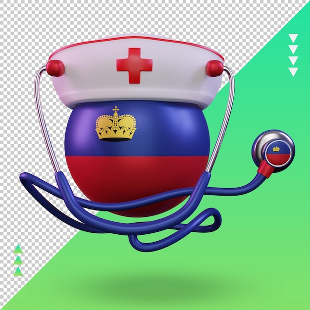 PSD jour de l'infirmière 3d drapeau du liechtenstein rendu vue de face