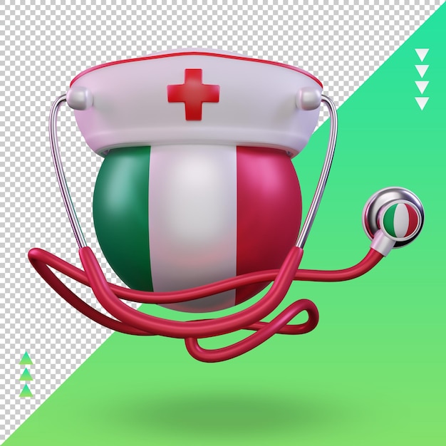 Jour De L'infirmière 3d Drapeau Italie Rendu Vue De Face