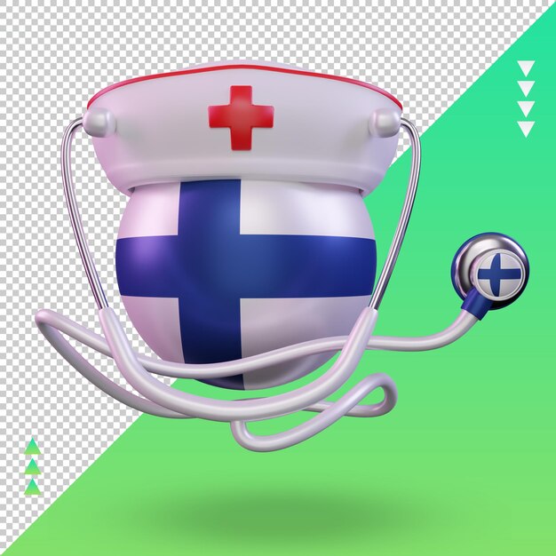 PSD jour de l'infirmière 3d finlande drapeau rendu vue de face