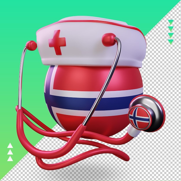 Jour De L'infirmière 3d Norvège Drapeau Rendu Vue Droite