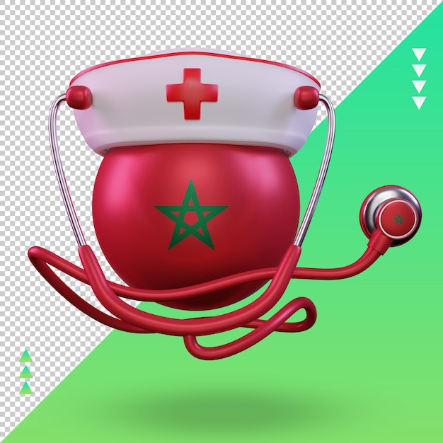 PSD jour de l'infirmière 3d rendu du drapeau marocain vue de face