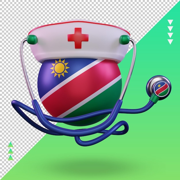 PSD jour de l'infirmière 3d rendu du drapeau de la namibie vue de face