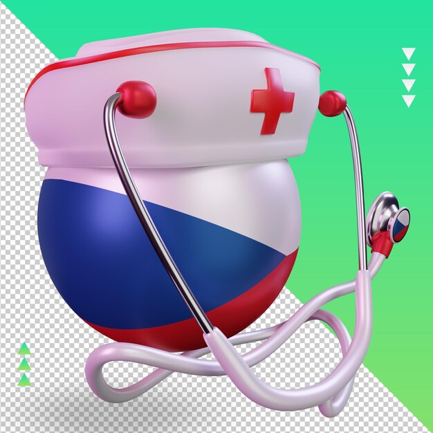 Jour de l'infirmière 3d Rendu du drapeau de la République tchèque vue de gauche
