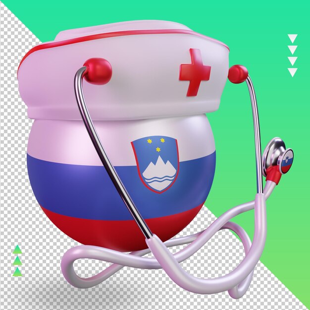 Jour de l'infirmière 3d Slovénie rendu du drapeau vue de gauche
