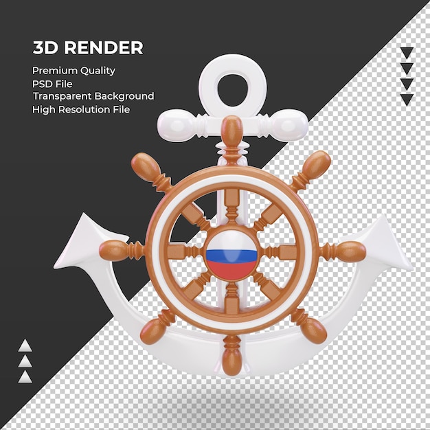 PSD jour de la marine 3d rendu du drapeau russe vue de face