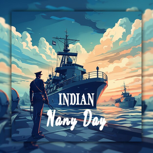 PSD jour de la marine indienne avec le drapeau indien