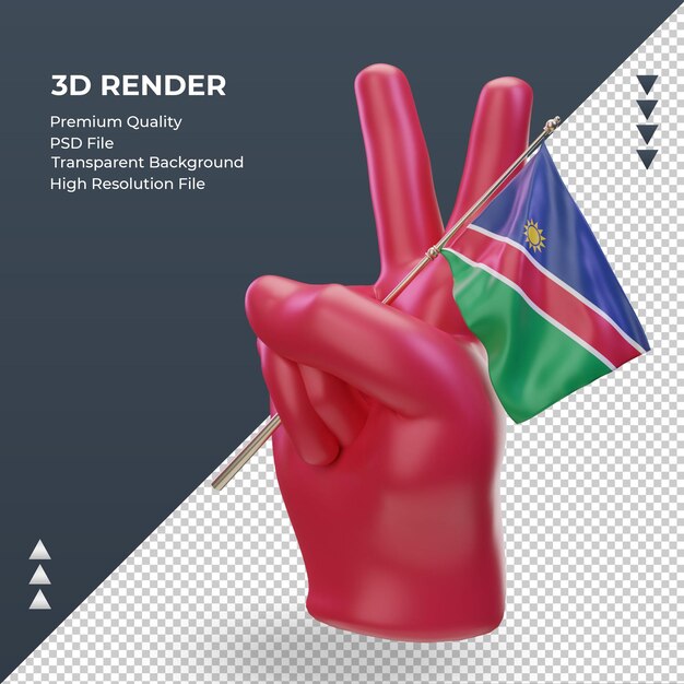 Jour De La Paix 3d Drapeau Namibien Rendu Vue Droite