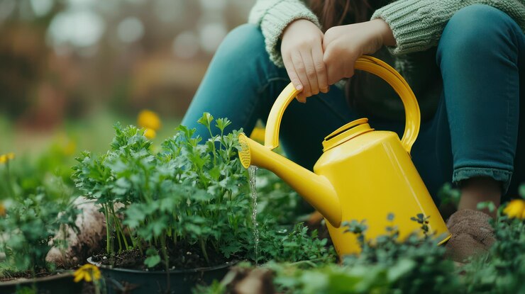 PSD un jour de printemps paisible pour les jeunes jardiniers