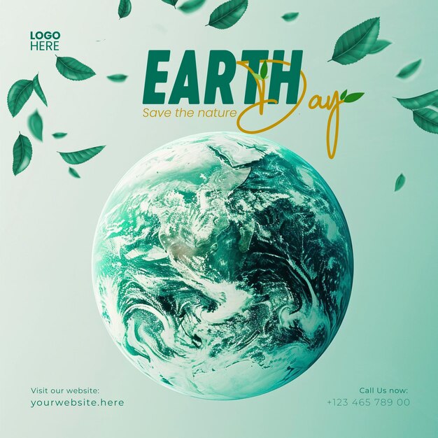 PSD jour de la terre mère 22 avril design de modèle de bannière sur les réseaux sociaux