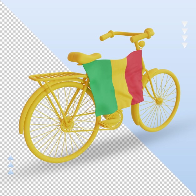 Jour de vélo 3d rendu du drapeau malien vue de gauche