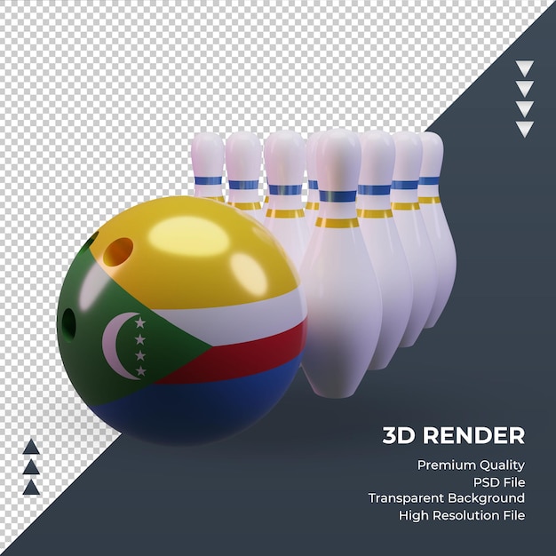 Journée De Bowling 3d Rendu Du Drapeau Des Comores Vue De Face