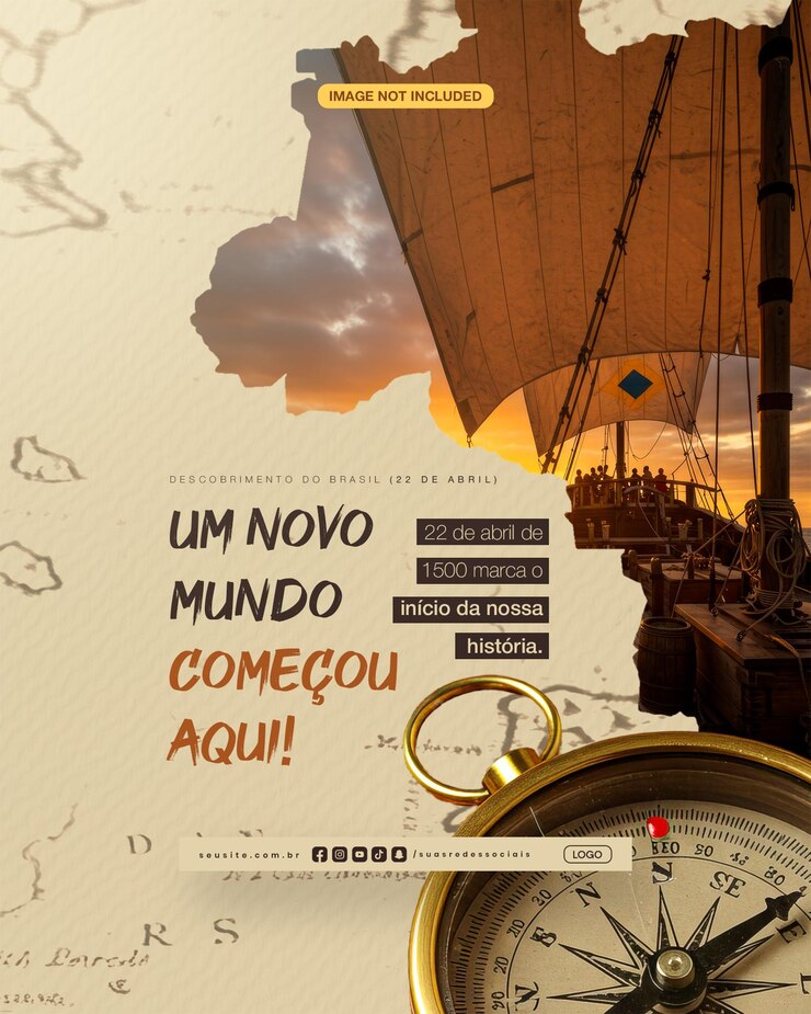 PSD journée de la découverte du brésil - 22 avril - les médias sociaux peuvent être modifiés - dia do descobrimento do brasil - 22 avril