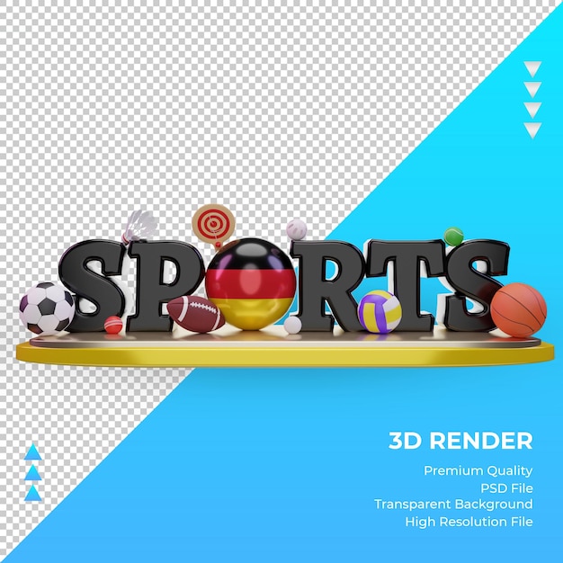 Journée du sport 3d Allemagne drapeau rendu vue de face