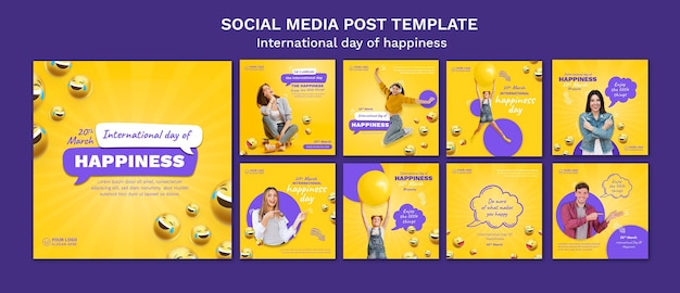 Journée internationale du bonheur instagram posts