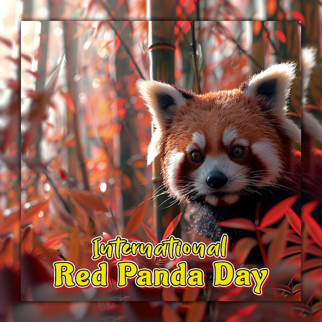 PSD journée internationale du panda rouge mignon adorable charmant panda rouge pour la conception de messages sur les médias sociaux