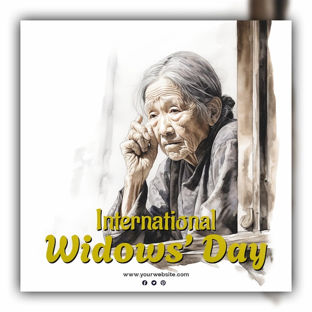 PSD la journée internationale des veuves pour les médias sociaux