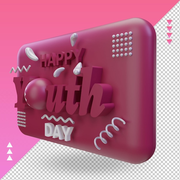 Journée de la jeunesse 3d drapeau qatar rendu vue droite