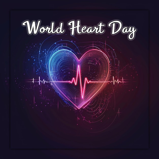 PSD journée mondiale du cœur avec un fond de sensibilisation au cœur rouge pour la conception de messages sur les médias sociaux