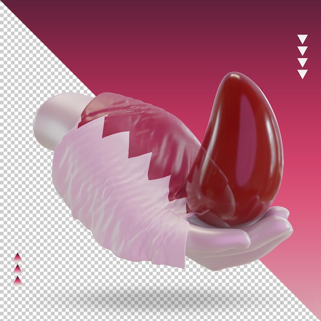 Journée mondiale du donneur de sang 3d rendu du drapeau du qatar vue de gauche