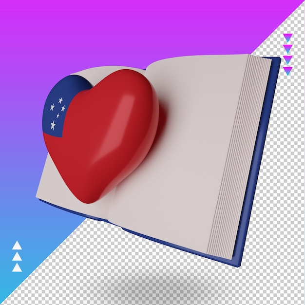 Journée mondiale du livre 3d drapeau Samoa rendu vue droite