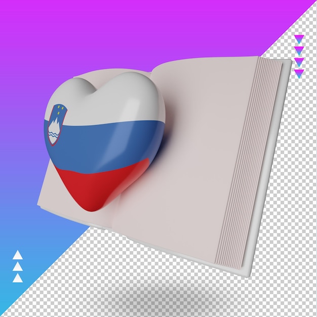 PSD journée mondiale du livre 3d drapeau slovène rendu vue droite