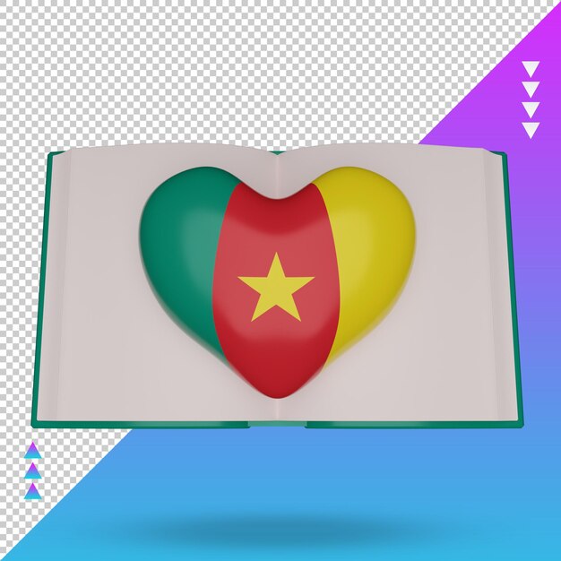 Journée Mondiale Du Livre 3d Rendu Du Drapeau Camerounais Vue De Face